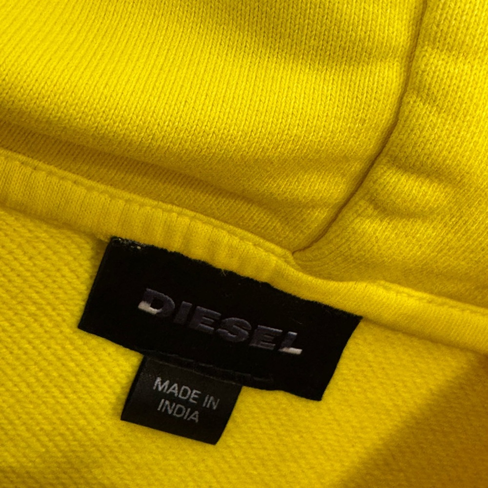 Diesel Alby Logo Varsity Hoodie Yellow Men’s Size Large - Picture 2 of 5